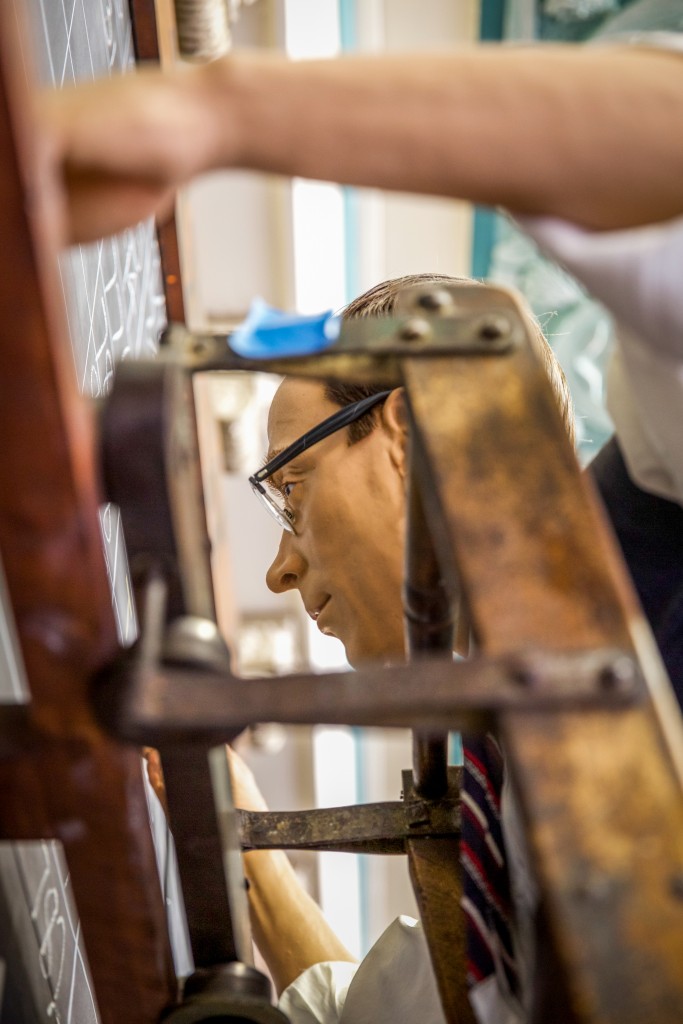 On a Ladder. A visit to the Memphis Cotton Museum. May 13, 2015.